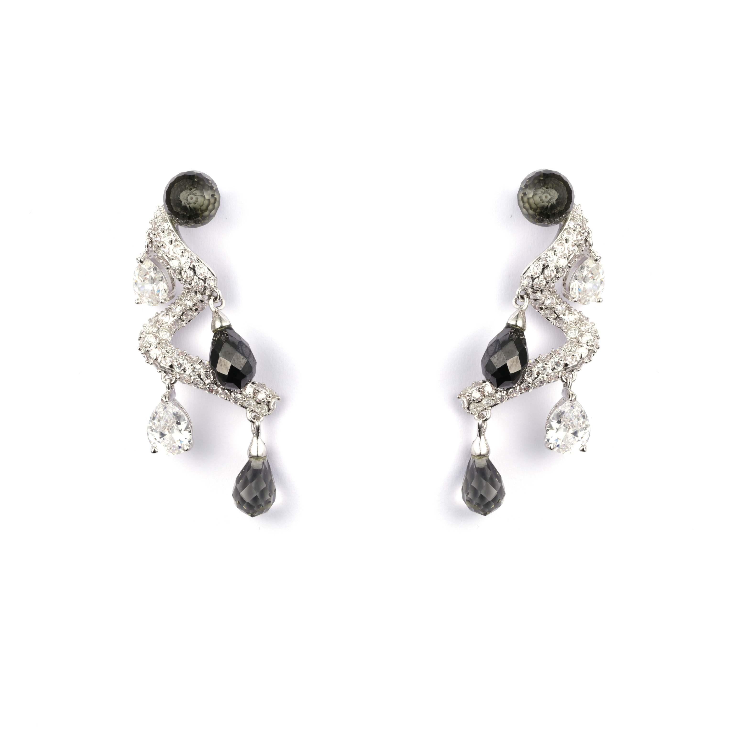 High Quality Crystal Mixes Cz Rhodium Plated Earrings 