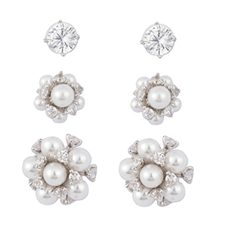 Multi-piece Set Pearl Flower Earrings$2.07~2.5