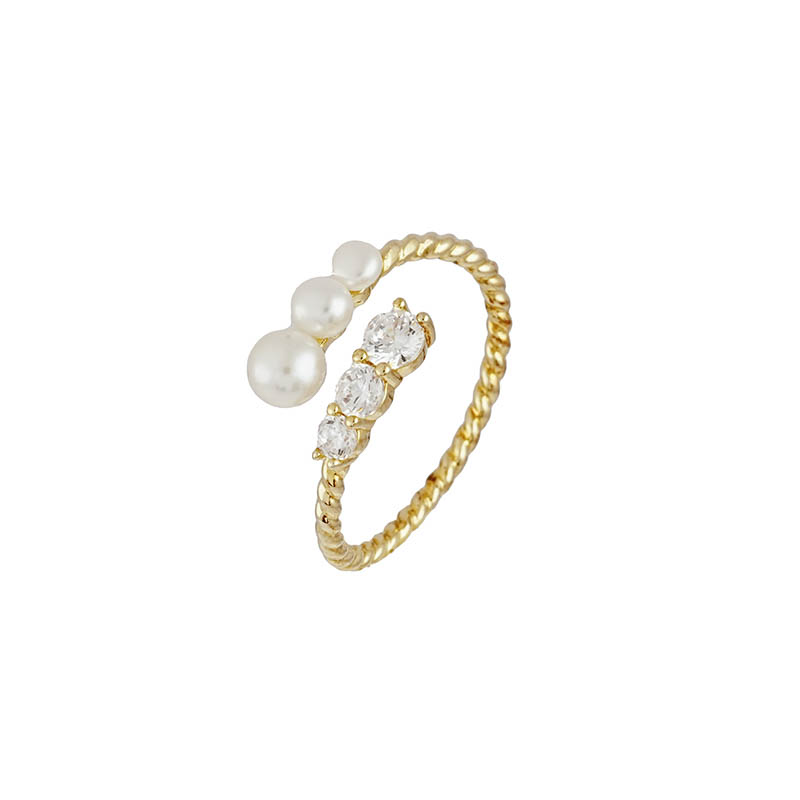 Open-end pearl and CZ Ring 2R02646