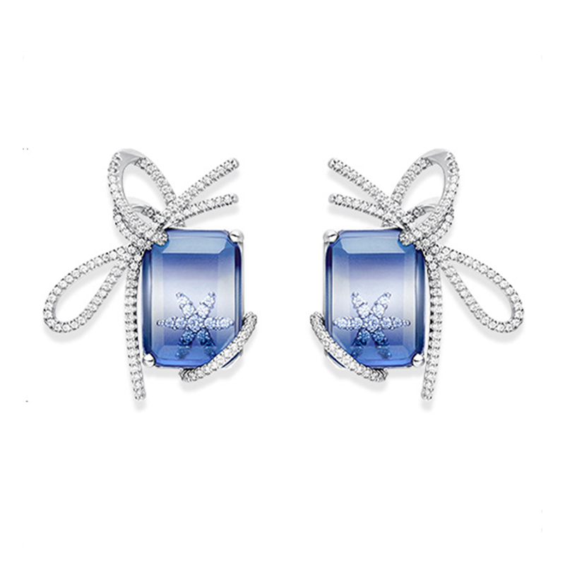 Square Ice Blue Earrings ETB038