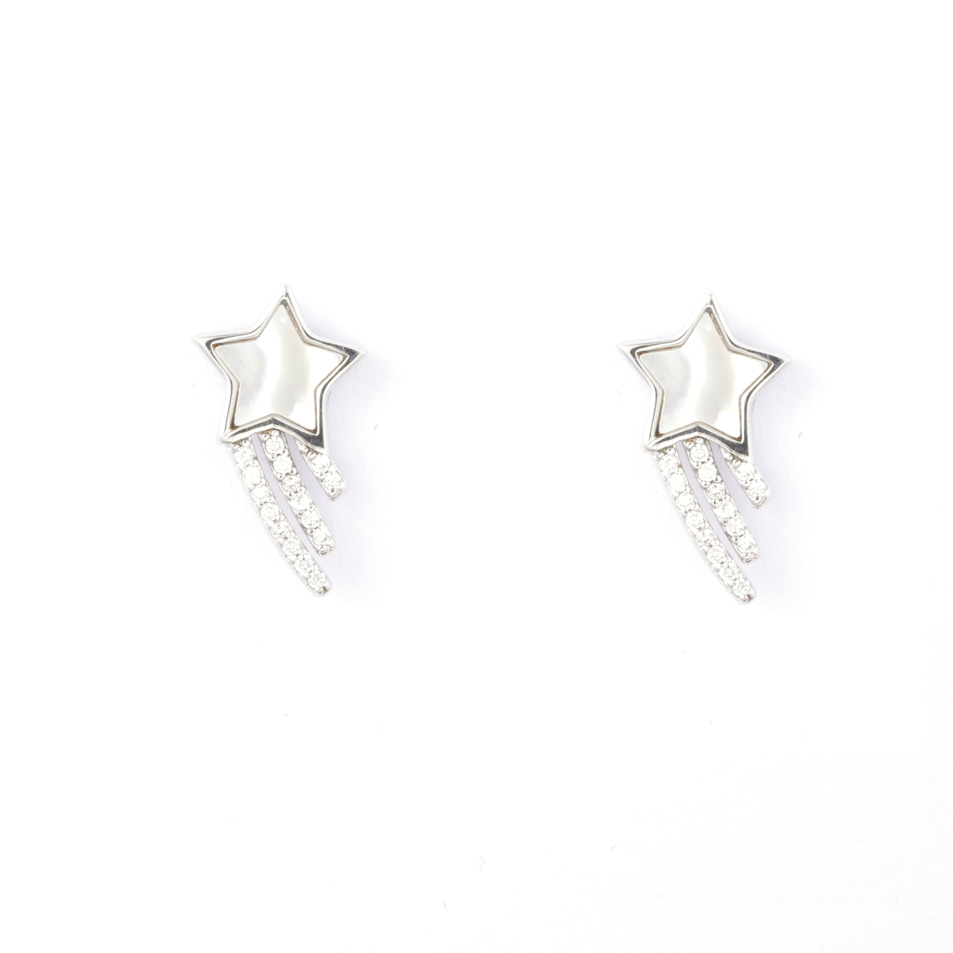Low MOQ Adorable Plain Stars Earrings Rhodium Plated