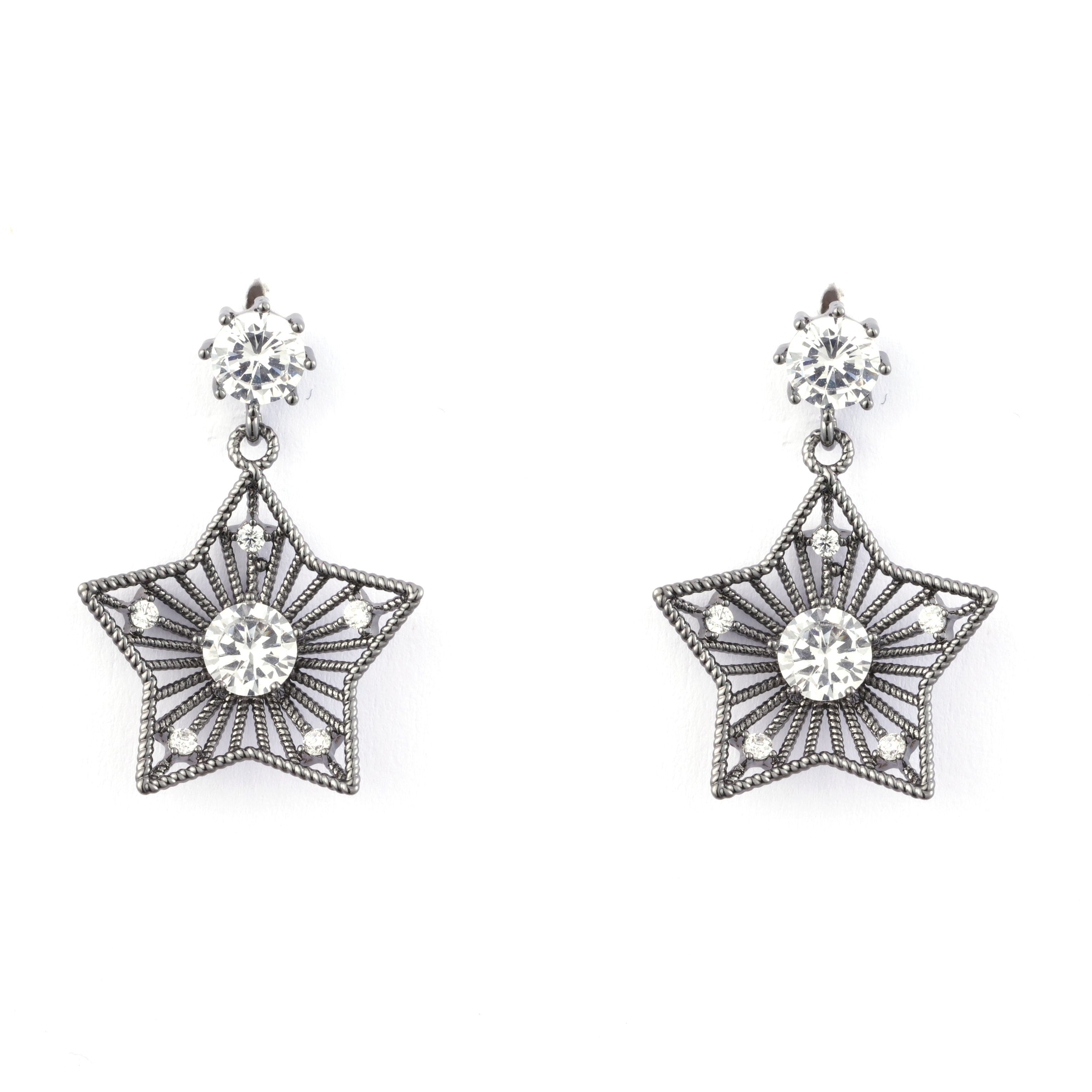 Star Shape Antique Silver Plated Fashion Earrings