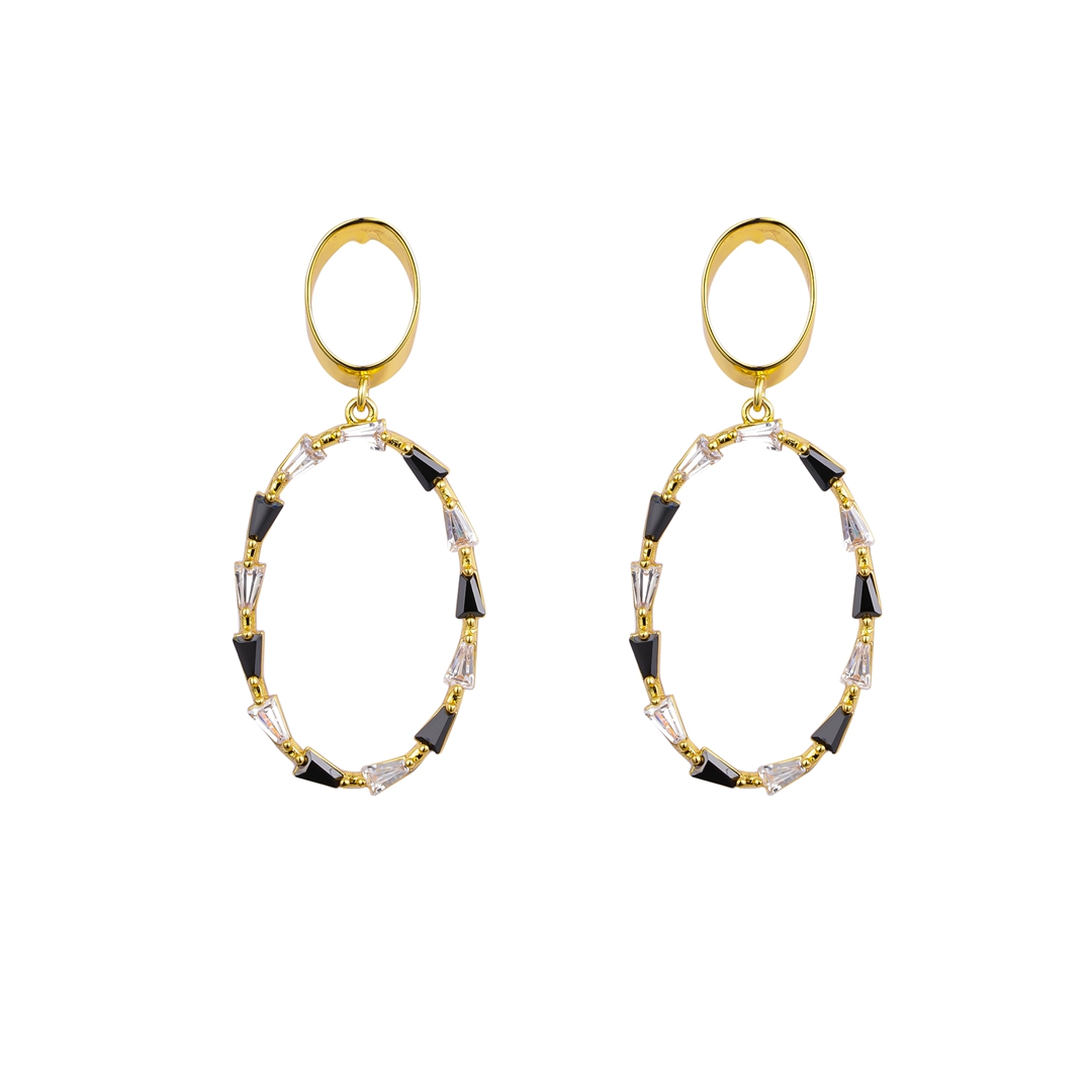 Basic Style Cz Hoop Earrings Gold Plated 