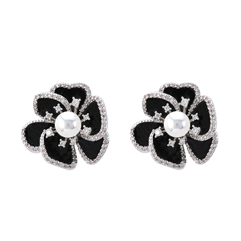 In-stock flower Pearl Cz Earrings