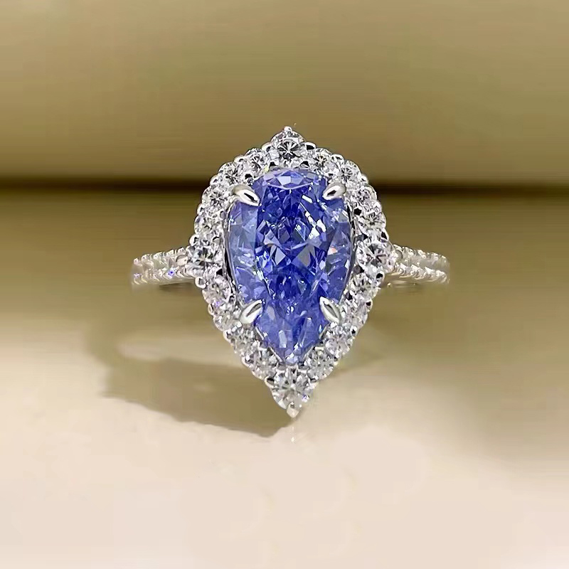 Blue Super Bling Water-drop Shape Gemstone Ring RTB089