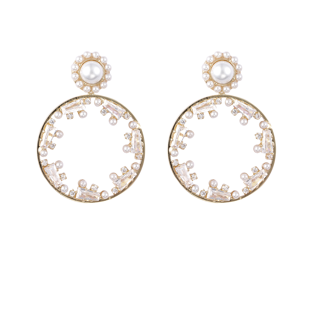 Cubic Zircon Mixes Pearl Fashion Earrings