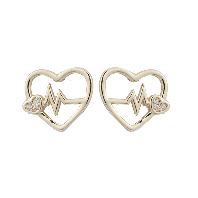  Heartbeat Cubic Zirconia Stud Earrings