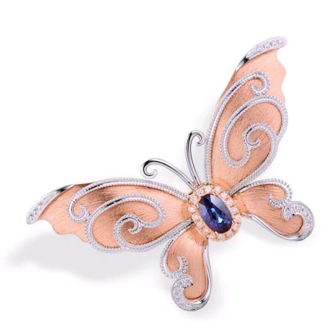 Blue Gemstone Butterfly Brooch BTB002