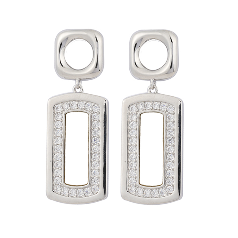 In-stock square +rectangle cubic zirconia earrings $2.2-$2.7