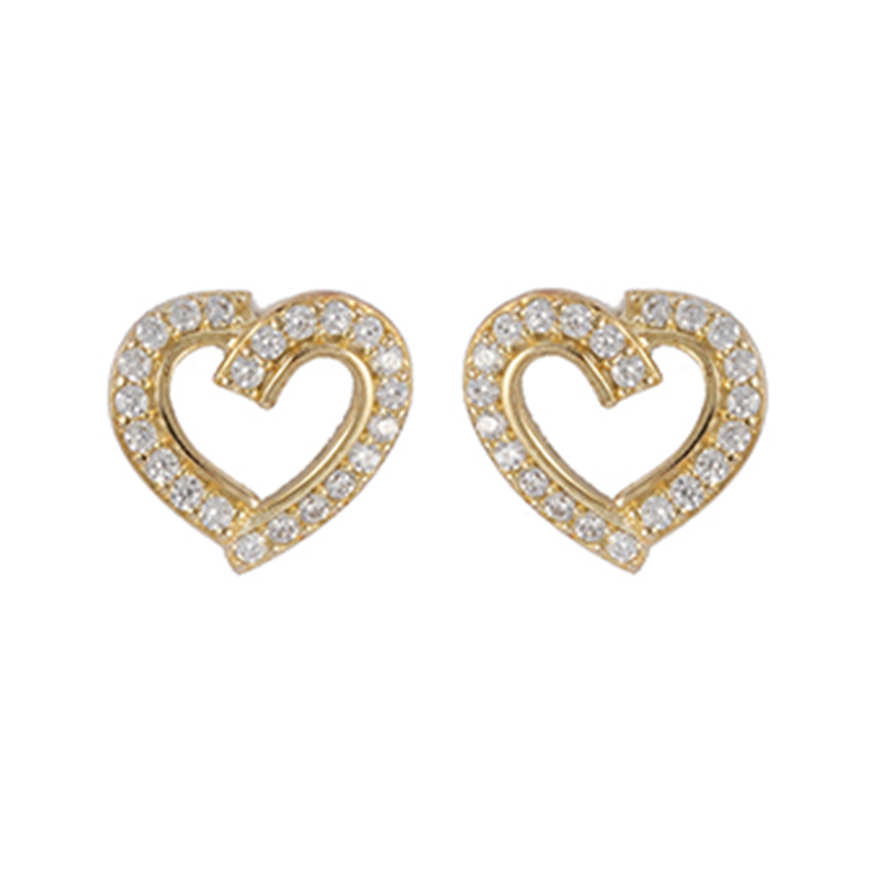 In-stock Zirconia Heart Earring Gold Plated