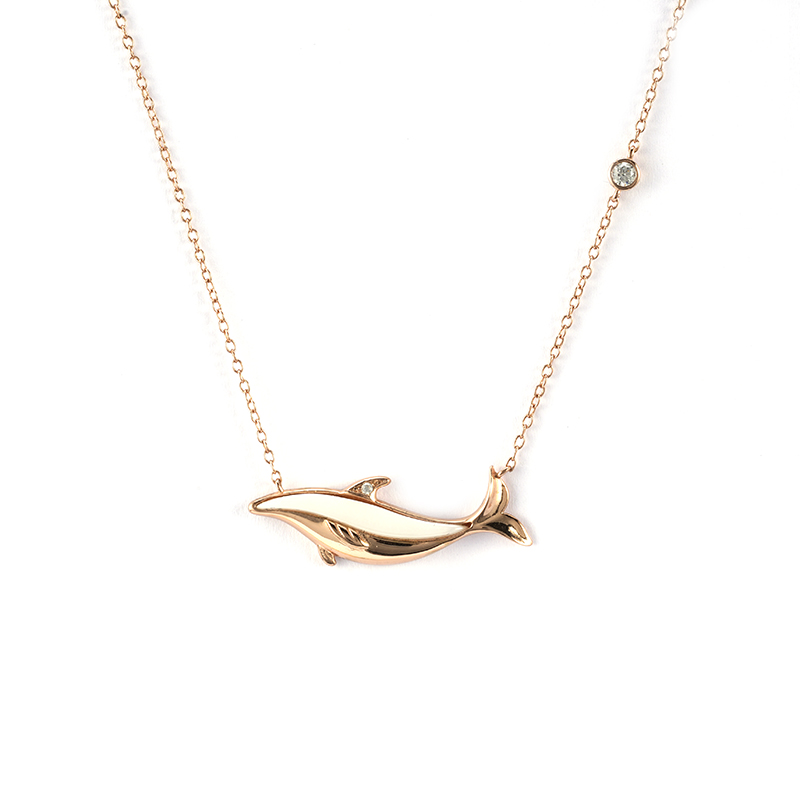 Rose Gold Plated Dolphin Pendant Necklace