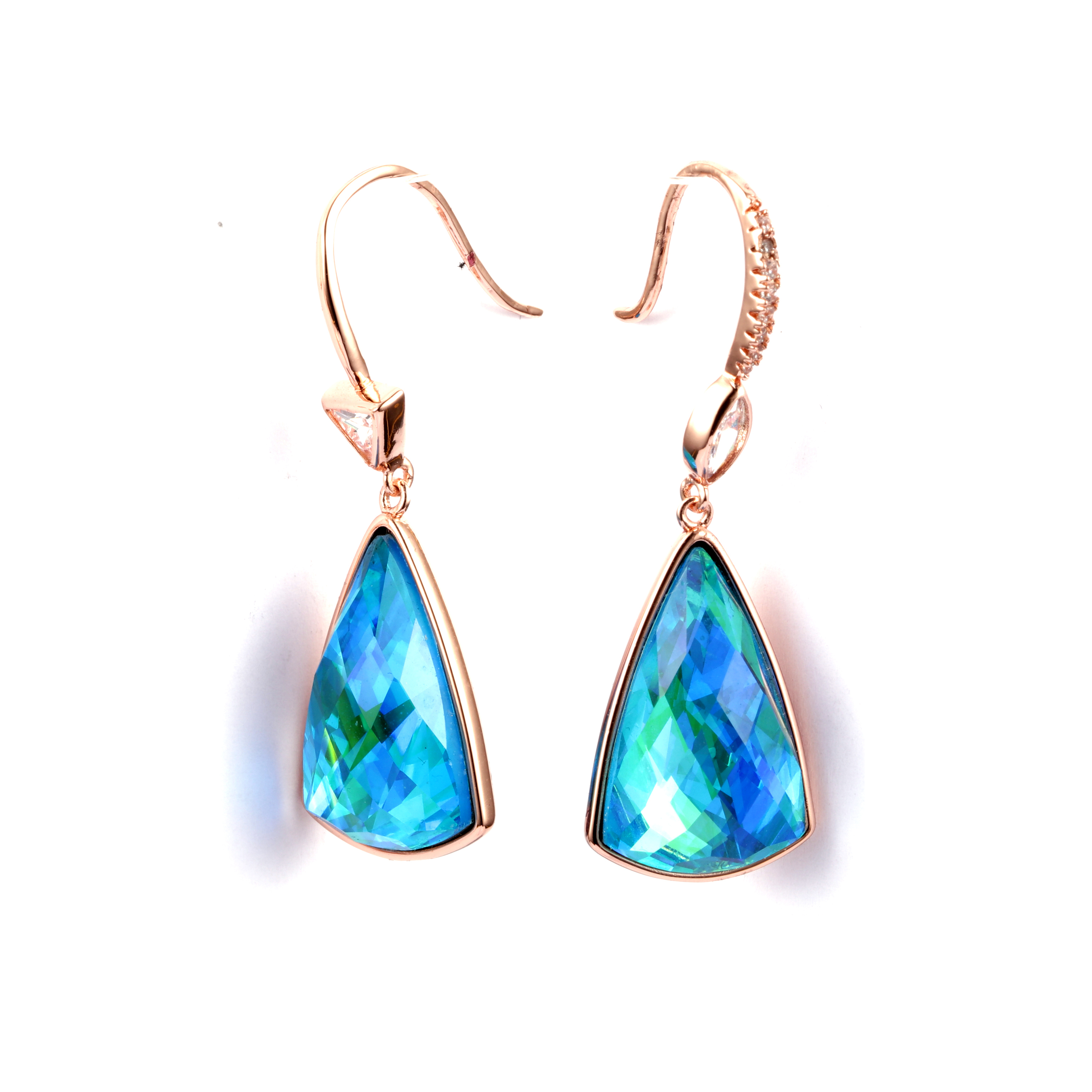 Colored Stone Crystal Earrings